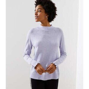 LOFT Mock Neck Lilac Purple Ruffle Long Sleeve Pullover Sweater Top Womens XS